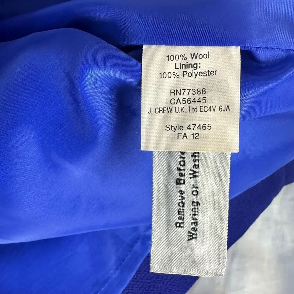 J. Crew‎ Double Face 100% Wool Teddie Dress Womens 6 Royal Blue Preppy Cocktail